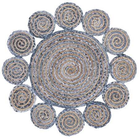 Safavieh 6 x 6 ft. Cape Cod Collection Global Round Hand Woven Rug; Blue & Natural CAP211L-6R